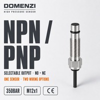Capteur haute pression DOMENZI BHS0028 à corps fileté, résistant à 350 bars, NPN/PNP sélectionnable, avec options de câblage