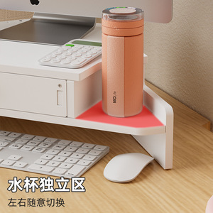 Corner Office Organizer Drawer <b>Storage</b> Box Triangular Desktop Stand With Pen Holder For Monitor And Electronics - Product Image 4