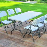 Table pliable en plastique de 6 pieds avec 6 chaises pour la salle à manger, le restaurant, le camping, pour la famille