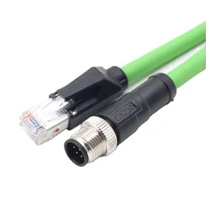 Connecteur M12 mâle code Ethernet, 4 broches, 100Mbps, M12 à RJ45, 4 pièces