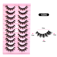 Vente en gros de cils duveteux personnalisés faux vison pleine bande cils emballage personnalisé boîte étui 10 paires plateau doux moelleux cils