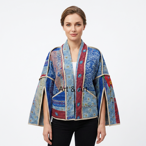 Fait à la main Vintage réversible Kantha vestes pour femmes traditionnel indien broderie tricoté coton diverses couleurs automne Logo - Product Image 1