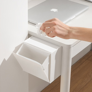 Boîte de rangement murale rectangulaire blanche avec couvercle pour salle de bain, dosettes de lessive, tampons démaquillants, serviettes hygiéniques - Product Image 2