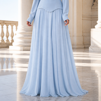 Robe de soirée modeste à col montant et manches longues pour femme musulmane, vente en gros