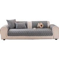 Housse de canapé de luxe en peluche super douce pour l'hiver, avec broderie matelassée et bordure en fourrure, protection chaude pour canapé de salon à domicile