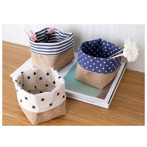 Jute Hanging Baskets Jutejute Cotton Linen Foldable Organizer Decorative Bag Small Jute Hanging Storage Baskets Bag For Organizing