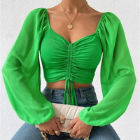 Tops en mousseline pour femmes 2024, chemisiers et hauts pour femmes, tops en mousseline fantaisie à col en V sexy et chemisier