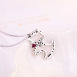 GP49 Lovely Cute Pet Style Jewelry S925 Silver Rhodium Plated Cute Happy Dog Shape Pendant Necklace for Christmas - Product Image 3