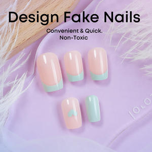 Faux ongles en ABS, style papillon bleu <span class=keywords><strong>pastel</strong></span> et diamant, mignons et frais, thème crème glacée estivale, à prix bas, vente en gros - Product Image 3