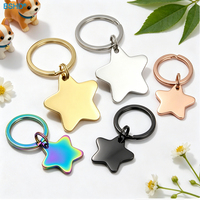Porte-clés en acier inoxydable métallique, pendentifs esthétiques étoiles célestes, plaques vierges pour gravure de nom d'animal de compagnie ou de chien, étiquettes d'identification pour logo
