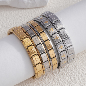 Bracelet élastique détachable italien à motif croisé en alliage de zinc, bijoux unisexe, cadeau IB002 - Product Image 1