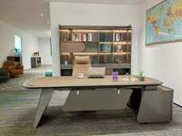 Bureau d'ordinateur de luxe en bois massif peu encombrant en forme de L avec tiroirs de rangement et bordure en PVC pour