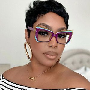 Chất lượng cao TR90 Cat Eye Khung kính đầy màu sắc chống màu xanh Kính Ladies Retro Kính quang học phụ nữ thời trang Eyewear - Product Image 1