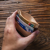 Dompet Mini Kulit PU Vintage Desainer Mewah, Tempat Kartu, Kantong Kunci & Dompet Lipat untuk Pria & Wanita, untuk Kartu Kredit, Tanpa Penutup
