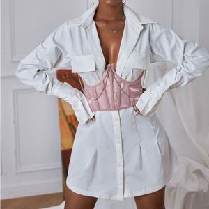 Blusa de manga larga con encaje en la espalda para mujer, blusa Sexy con cintura de avispas, cuello, 2020 - Product Image 6