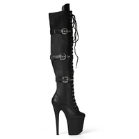 Chaussures de pole dance 20 cm (8 pouces) – Bottes de strip-teaseur montantes en PU verni avec lacets, triple boucle et fermeture éclair latérale – Logo personnalisé