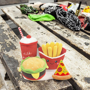 <span class=keywords><strong>HELLOMOON</strong></span> Nouveau design, jouet à mâcher pour chien, écologique, nouveauté, simulation de nourriture, hamburger, frites, résistant aux morsures, peluche, couinement - Product Image 3