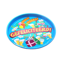 Factory Wholesale Custom Offset Printed Tinplate Metal Round Food Fruit Bar Non-Slip Large Packaging Tray for Bread