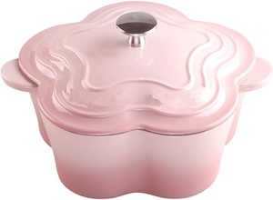 Elegante Design moderno in ghisa casseruola forno olandese cucina pentole-fabbrica nuova forma di fiore smalto zuppa pentole in metallo - Product Image 2