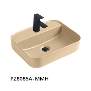 TAME PZ8085A-MMH Perlengkapan Sanitasi Khaki Wastafel Porselen Kamar Mandi Persegi Panjang Ukuran Besar Dengan Satu Lubang Keran - Product Image 3