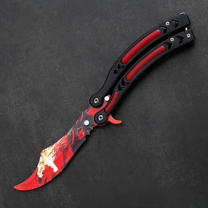 Cuchillo de práctica para exteriores con mango de eje, tipo mariposa, CSGO Claw Knife, cuchillo plegable, cuchillo de entrenamiento sin afilar - Product Image 1