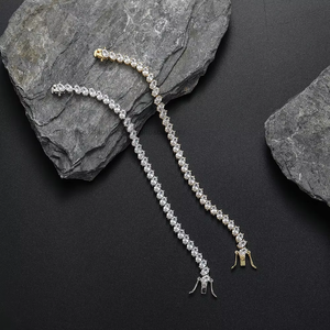 Tennis <b>Bracelet</b>, Goose 4-claw <b>Copper</b> Inlaid Zircon Couple Hand Jewelry Stacked Dai Feng Tanjing Fashion Lijing Necklace - Product Image 3