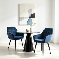 Fauteuil moderne en velours capitonné avec pieds en métal noir pour la maison, l'appartement et l'hôtel