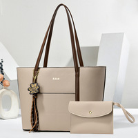 Ensemble de sacs fourre-tout coréens en PU deux pièces, couleur unie, décontracté, grande capacité, fermeture éclair, tendance, polyvalent, pour le quotidien