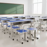 Ensemble de table et chaises scolaires durables pour étudiants, prix promotionnel, excellent rapport qualité-prix, double place