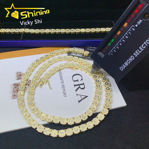 Collar <span class=keywords><strong>de</strong></span> Hip Hop chapado en oro y plata 925, 6,8 MM <span class=keywords><strong>de</strong></span> ancho, <span class=keywords><strong>tejido</strong></span> artesanal, moissanita, <span class=keywords><strong>cadena</strong></span> <span class=keywords><strong>de</strong></span> eslabones cubanos, probador <span class=keywords><strong>de</strong></span> diamantes - Product Image 2