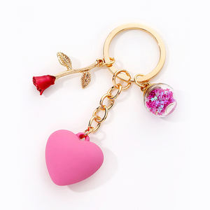 रोमांटिक वैलेंटाइन डे उपहार प्यार के लिए फैशन गुलाब मैकरोन पेलेंट कुंजी महिला बैग सहायक मिश्र धातु गुलाब कुंजी अंगूठी - Product Image 6