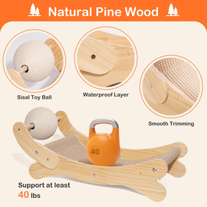 เตียงเปลญวนสำหรับแมวอยู่ข้างใน-ที่นั่งไม้เนื้อแข็งถ้วยดูดแรงสูง4ใบเบาะนุ่ม-ชั้นวางของสัตว์เลี้ยงในร่มแบบชนบท - Product Image 4