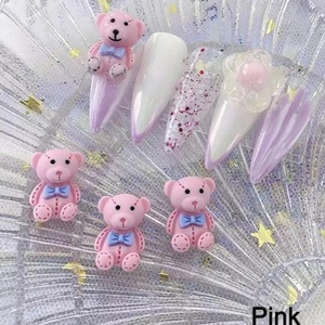 Adornos coloridos para decoración de <span class=keywords><strong>uñas</strong></span> en <span class=keywords><strong>3d</strong></span>, oso de resina <span class=keywords><strong>con</strong></span> pajarita, Kawaii - Product Image 2