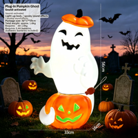 Lampu Hias Labu Halloween Boo Buyer, Patung Tengkorak Hantu Penyihir untuk Dekorasi Halaman Luar Ruangan