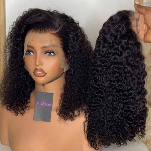 Perruque Courte Bouclée 13x4 pour l'Été, <span class=keywords><strong>Cheveux</strong></span> Cambodgiens Bruts, Perruques en <span class=keywords><strong>Cheveux</strong></span> Humains, Perruques Glueless HD 5x5 pour Femmes Noires - Product Image 1