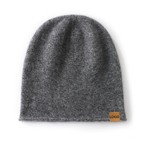 Bonnets en Cachemire de Luxe Personnalisés avec Étiquette en Daim, Chapeaux Tricotés Chauds pour l'Hiver