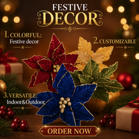 Fleurs artificielles en polyester Poinsettia pour décorations de Noël – Tailles et couleurs personnalisées pour murs intérieurs, arbres, maisons, centres commerciaux, événements festifs et festivals – Tendance