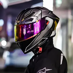 Винтажный откидной шлем из АБС-пластика высокого качества, черный классический шлем на все лицо для мотоцикла с защитой от падения, 2022
