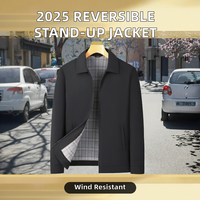 Veste Homme Réversible à Col Rabattable 2025 – Coupe Décontractée, Simple Boutonnage, Coupe-Vent Légère Printemps-Automne
