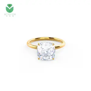 De lujo de 9K 14K 18k anillo de diamantes de oro blanco joyería fina compromiso anillo de diamantes CVD sintético ronda anillo de diamante para las mujeres