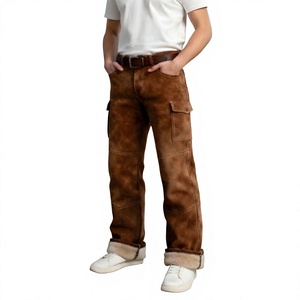 Pantalon en cuir pour homme avec logo personnalisé, nouveau design, best-seller, vêtements décontractés, couleur unie, pantalon en cuir pour homme avec votre propre logo - Product Image 1