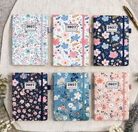 Agenda hebdomadaire et mensuel 2027, carnet élégant en cuir PU à fleurs, couverture rigide A5, 144 pages avec bande élastique, cadeaux d'entreprise, Cuadernos