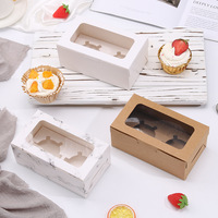 Cajas Rectangulares Transparentes con Ventana para Pasteles, Muffins y Repostería, de Cartón Kraft Corrugado Color Marfil, Impresión a Cuatro Colores