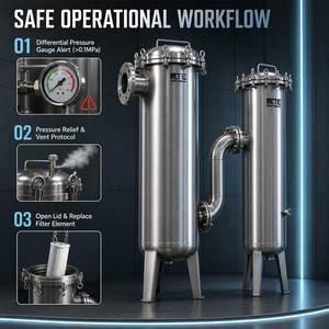 Boîtier de filtre à sac en acier inoxydable industriel pour le prétraitement de l'eau, filtration des grosses particules et du sable - Product Image 5