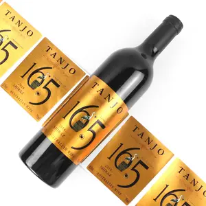 Personalized Luxury Matte Black Embossed Gold Foil Waterproof Textured Wine Bottles Label Sticker Wine Label Printing