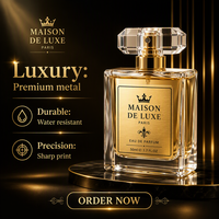 Étiquette autocollante personnalisée Maison De Luxe en métal brossé 50 ml pour flacon de parfum, résistante à l'eau et aux rayures, pour Eau De