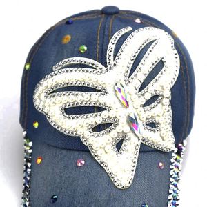 New Butterfly Rhinestone Denim Handmade 6-Panel 100% Cotton Baseball Cap Outdoor Versatile Fashion Personalized All Seasons - Product Image 5