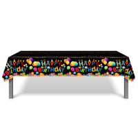 Nappe de fête d'anniversaire Huancai, imperméable, colorée, noire, en plastique, jetable, pour fournitures de fête