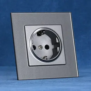 Tempered Glass Panel European Standard German Electrical Wall Socket And Switch 220V Electrical Power Socket