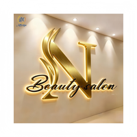 Letrero Personalizado con Logotipo para Interiores de Edificios, Letrero Metálico Acrílico 3D con Letras Doradas, Letrero Publicitario para Exteriores, Letrero Luminoso Retroiluminado, Letrero LED